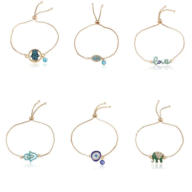 2018 Good Luck Hamsa Hand Charm Blue Evil Eye Bracelet Jewelry 2018 Good Luck Hamsa Hand Charm Blue Evil Eye Bracelet Jewelry Turkey Fatima Handmade Gold