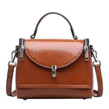 

2018 Fashion Women Handbag Oil Wax Leather Doctor Bag Women Small Messenger Bag Genuien Leather Ladies Shoulder Bags