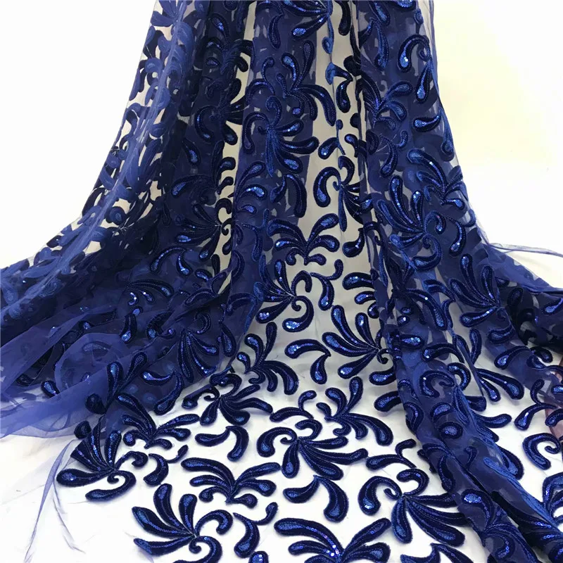 

2018 Latest French Nigerian Laces Fabrics Royal Blue High Quality Tulle African Laces Fabric African French Tulle Lace H1149
