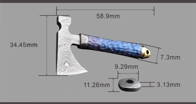 Топор Открытый EDC инструмент Дамасская сталь мини топор нож титана горящая Синяя игрушка