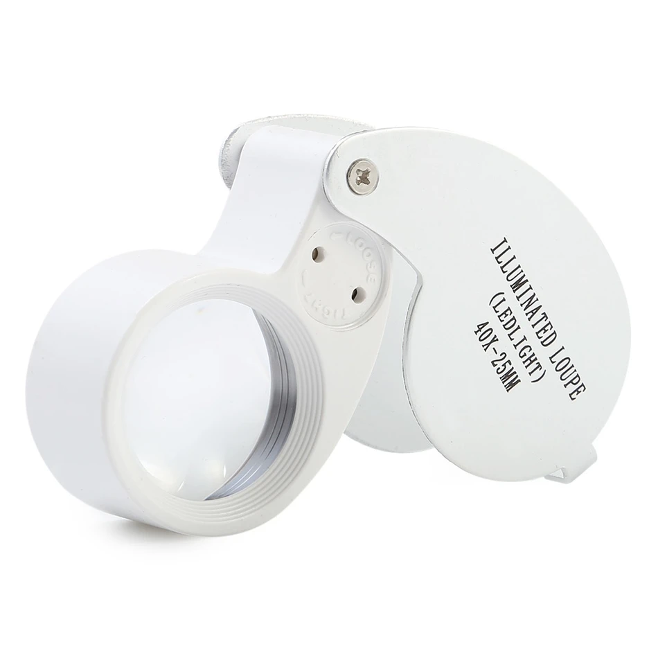 Mini 40X Retractable Magnifying Illuminated LED Light Jeweler Loupe