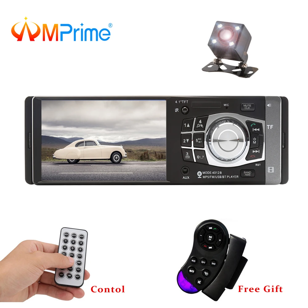 

AMPrime 4012B 4 inch 1 Din Car Radio Auto Audio Stereo FM Bluetooth Support Rear View Camera USB Steering Wheel Remote Control