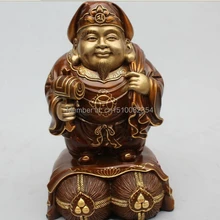 " Китай Буддизм Мало Королевский Бронзовый Gild Aeolus старушка Статуя Будды