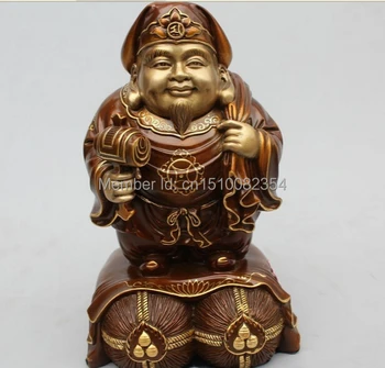 

9"China Buddhism Scarce Royal Bronze Gild Aeolus old lady Buddha Statue