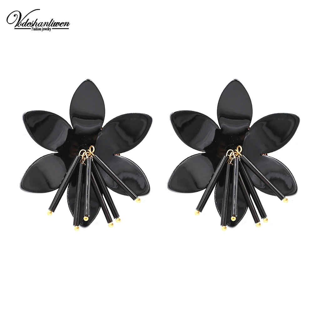 

Vodeshanliwen 2018 Fashion Acrylic Flower Stud Earrings For Women Gifts Big Resin Statement Earrings New Jewelry Accessories