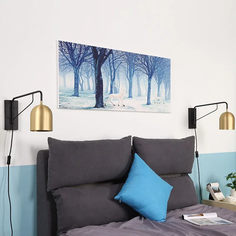 Скандинавский современный минималистичный стиль светодиодный E27 настенный светильник для гостиной, спальни, коридора, настраиваемый латунный настенный креативный настенный светильник+ EMS