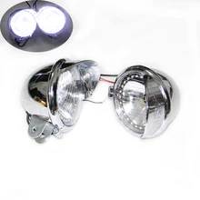 1 пара хромированный мотоциклетный ABS светодиодный противотуманный фонарь, проходящий Дайвинг Точечный светильник, головной светильник для Harley Dyna Electra Glide