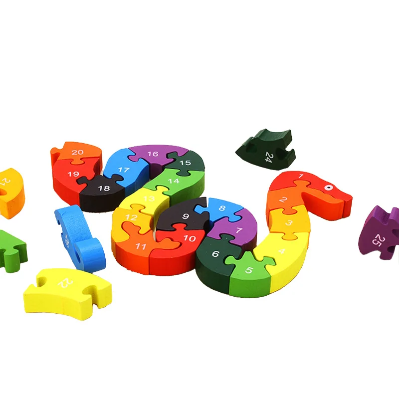 

Kids Puzzle Toys Children Learning Toys Puzzle 26 English Alphanumeric Lovely Snake Shape Wooden Puzzle Educational Toy