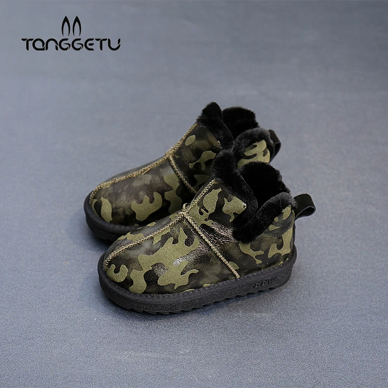 

Tanggetu 2018 New Arrival Children Winter Shoes For Girl And Boy Kids Shoe Fashion Anti Skid Ankle Snow Boots Camouflage Green