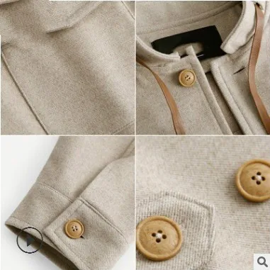 

Casual O-neck Women Short Wool Blend Coat Single Breasted Cashmere Jacket Wide-waisted Solid Ladies Coats
