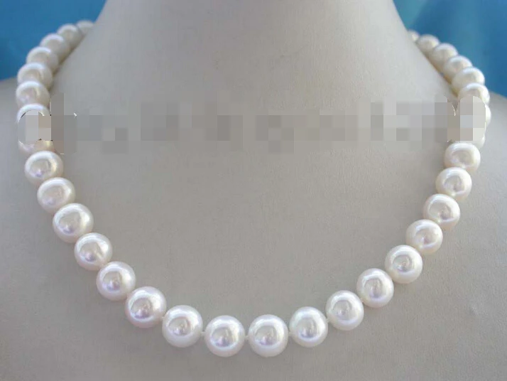 

Genuine Natural 11mm White Round Pearl Necklace 9k zircon #f1557!^^^@^Noble style Natural Fine jewe FREE SHIPPING