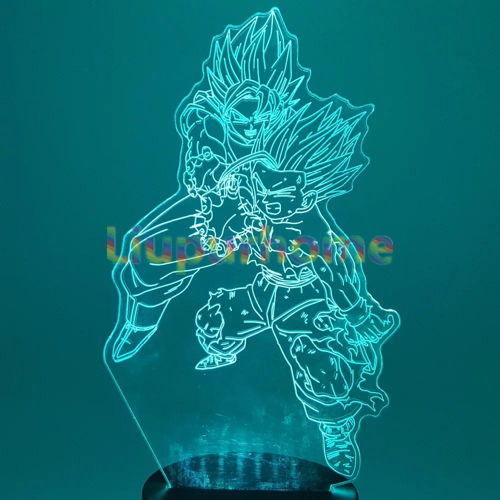 Dragon Ball Z отец сын 3D ночные огни Гоку Гохан визуальную иллюзию светодиодный Изменение 3D Новинка свет творческий светодиодный стол лампа