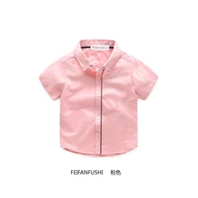 Рубашки для мальчиков на весну лето и осень одежда для детей на рост 90-150 см детские рубашки с коротким рукавом рубашка для мальчиков с отложным воротником