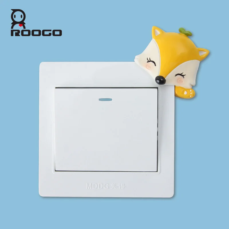 

ROOGO 3d switch sticker cute animal wall stickers DIY Creative home decoration cartoon style Bedroom Living Room wall Decoration