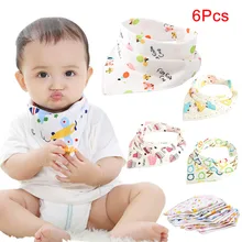 6 шт./компл. хлопчатобумажных нагрудников для малышей двухслойные Водонепроницаемый ткань шарф для девочек, для мальчиков тканевый слюнявчик, нагрудник M09