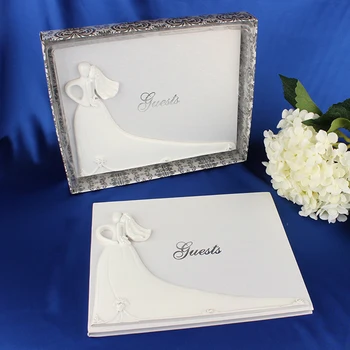 

AsyPets Bride and Groom White Wedding Guest Book Engagement Anniversary Guestbook Album Party Decor Supplies-30
