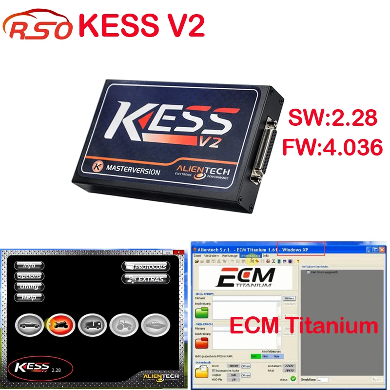 

New 2.28/4.036 kessv2 OBD2 Tuning Kit KESS V2 ECU Chip Tuning tool & free ECM Titanium software ECU Programmer