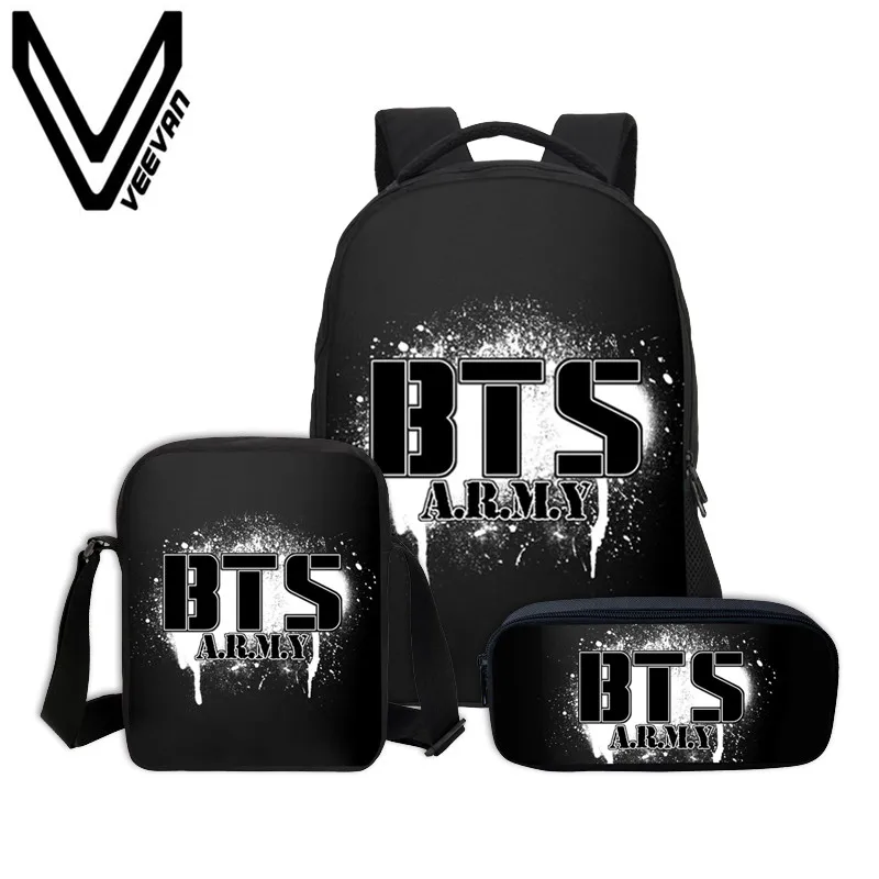 

VEEVANV Fashion 2018 BTS Combination Packages 3D Prints Chirldren Backpacks The Mood for Love Book Backpack Digital Pattern Bag