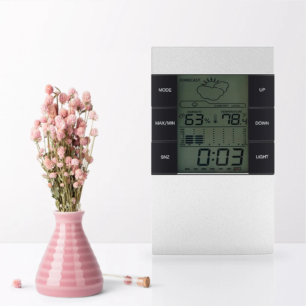 

2018 New Digital LCD Thermometer Hygrometer Barometer Forecast Temperature Humidity Meter Backlight Clock Weather Station