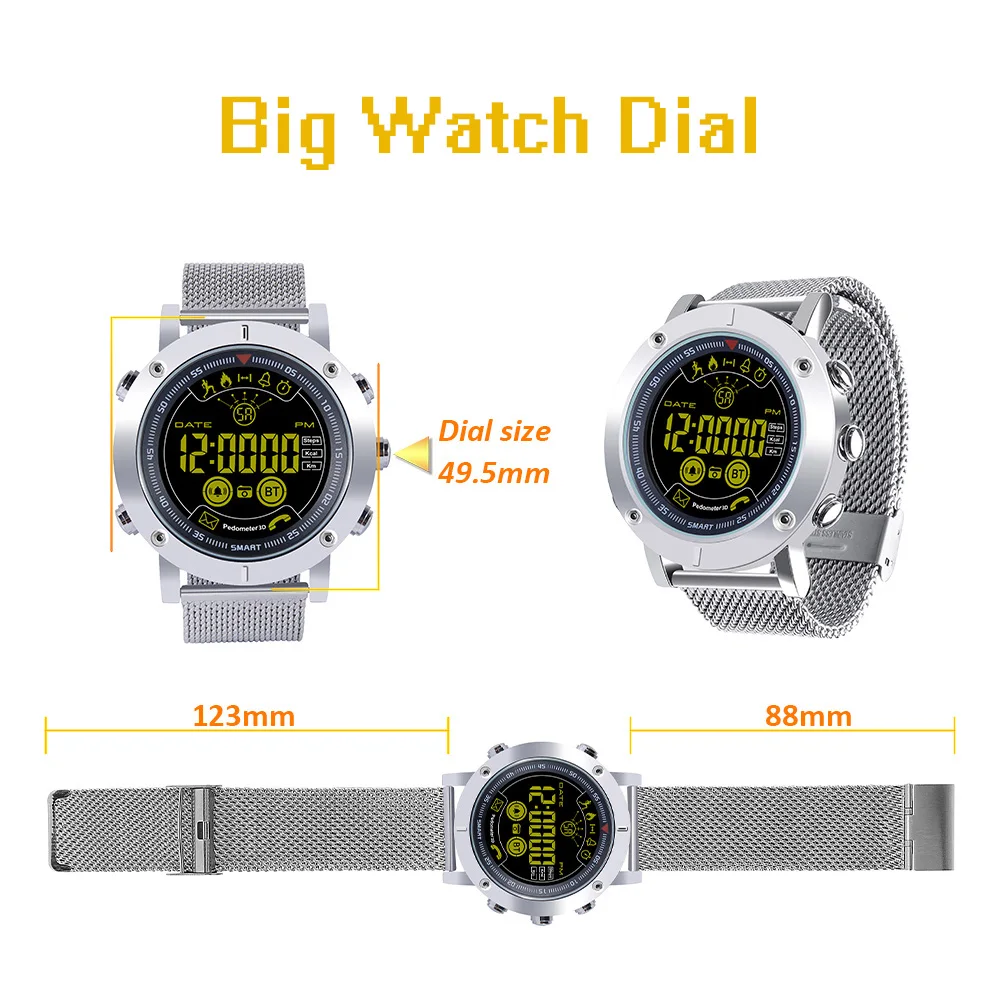 DFOI W1 Smartwatch большой Батарея Смарт часы Для мужчин с Bluetooth спортивные трекер для