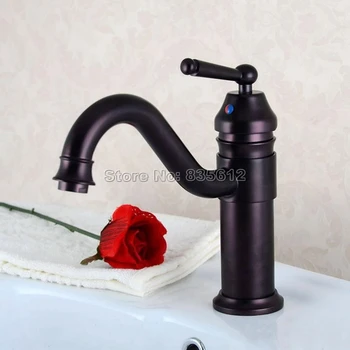 

Oil Rubbed Bronze Single Handle Bathroom Basin Mixer Tap Vessel Sink Waterfall Faucet Swivel Spout Wpt008