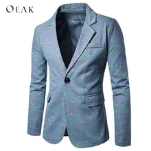 Мужской облегающий блейзер с узором, Клубные вечерние костюмы, новинка, Мужская одежда, блейзер на одной пуговице, Oeak FF