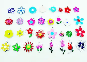

ME003 Wholesale 100Pcs/Lots DIY Alloy Mixed style Enamel Flower Charms Fashion jewelry accessories, charms, pendants