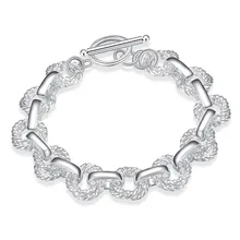Серебро 925 ювелирные изделия звено цепи браслеты для женщин модные круги браслет и браслеты Femme браслет Свадебный Bijoux подарки