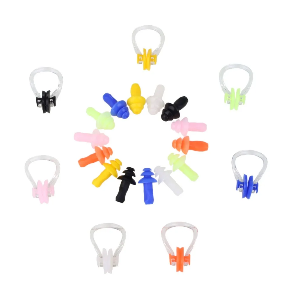 Soft Silicone Swimming Nose Clips + 2 Ear Plugs Earplugs Gear Water Sports Waterproof Set Silicone Earplugs Nose Clip