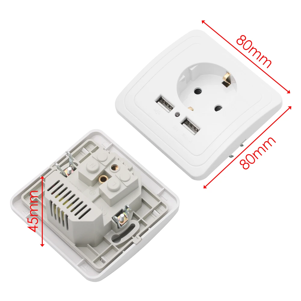 Многофункциональная розетка европейского стандарта 1 шт. настенная с usb портом