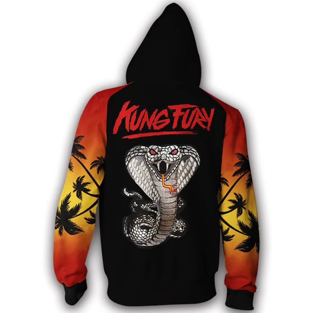 Movie Cobra Kai Hoodies Cosplay Costume Karate Kid Jackets Cosplay 3D Printing zipper Hoodies Sweatshirts men women sports coat