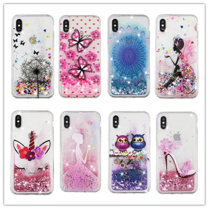 

Glitter Dynamic Liquid Bumper Case For iPhone X XS Max XR Hard PC Quicksand Funda Cover For iphone 6 6S 7 8 Plus Case Couque