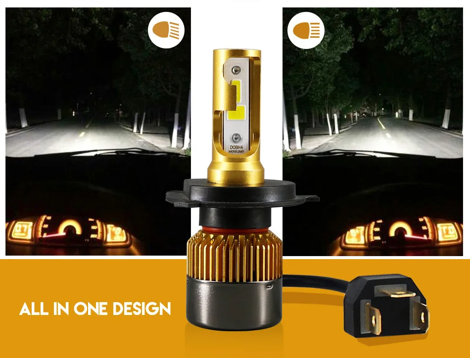 Hlxg 2Pcs 8000K Bule White H7 Led H4 H11 Mini 9005 HB3 9006 HB4 12000LM 72WSet Headlight bulb H8 H9 luces led para auto 12V 24V (8)