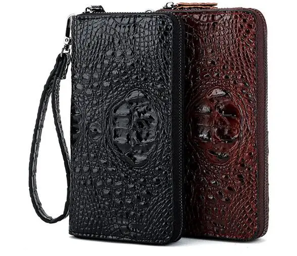 

Genuine Leather Men Long Crocodile Wallet Purse Luxury Compartment Zipper Coin Card Holder Clutch Portfolio Women Dollar Price