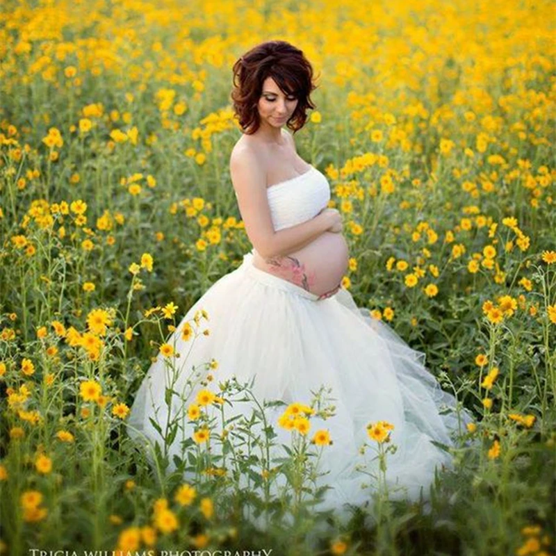 

Le Couple White Maternity Tulle Skirt Maternity Photography Props Tutu Skirt Handmade Layers Pregnant Women Tutu Ball Gown