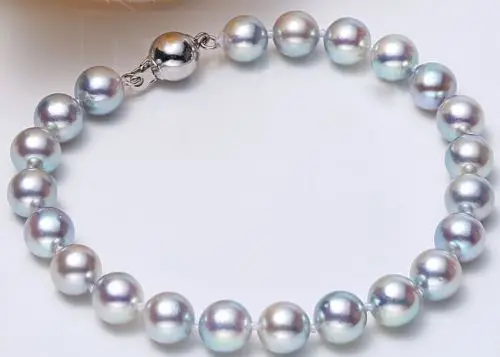 

Shipping >>> stunningAAA11-12mm south sea round silver grey pearl bracelet7.5-8inch 925s