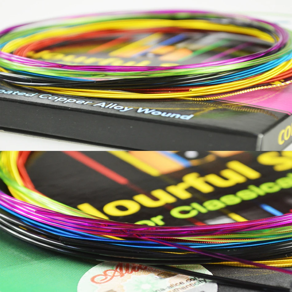 Alice A107C de Guitarra clásica cuerdas de Nylon colorido colorida aleación de cobre recubierto herida clásica Guitarra cuerdas