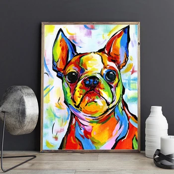 

HDARTISAN Wall Art Picture Canvas Print oil painting Animal French Bulldog Picture For Living Room Home Decor No Frame