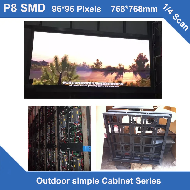 

TEEHO P8 Outdoor SMD3535 led display simple iron cabinet 768*768mm 96*96dots fixed install LED panel screen video billboard