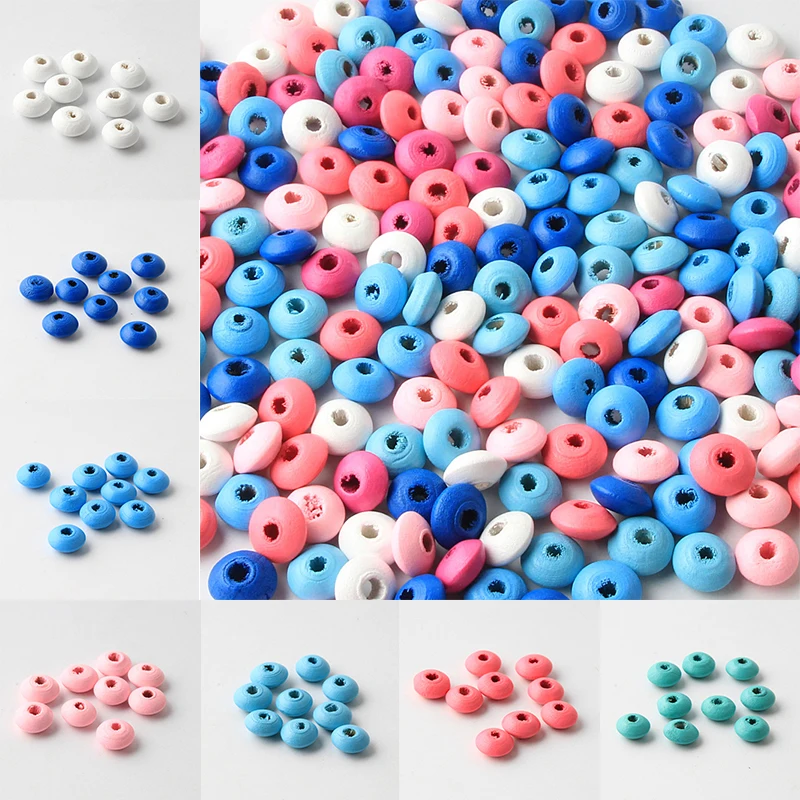 

100Pcs/lot Natural Wood Flat UFO Shape Wooden Spacer Beads For Jewelry Makeing DIY Crafts Necklace 12MM Wood Beads