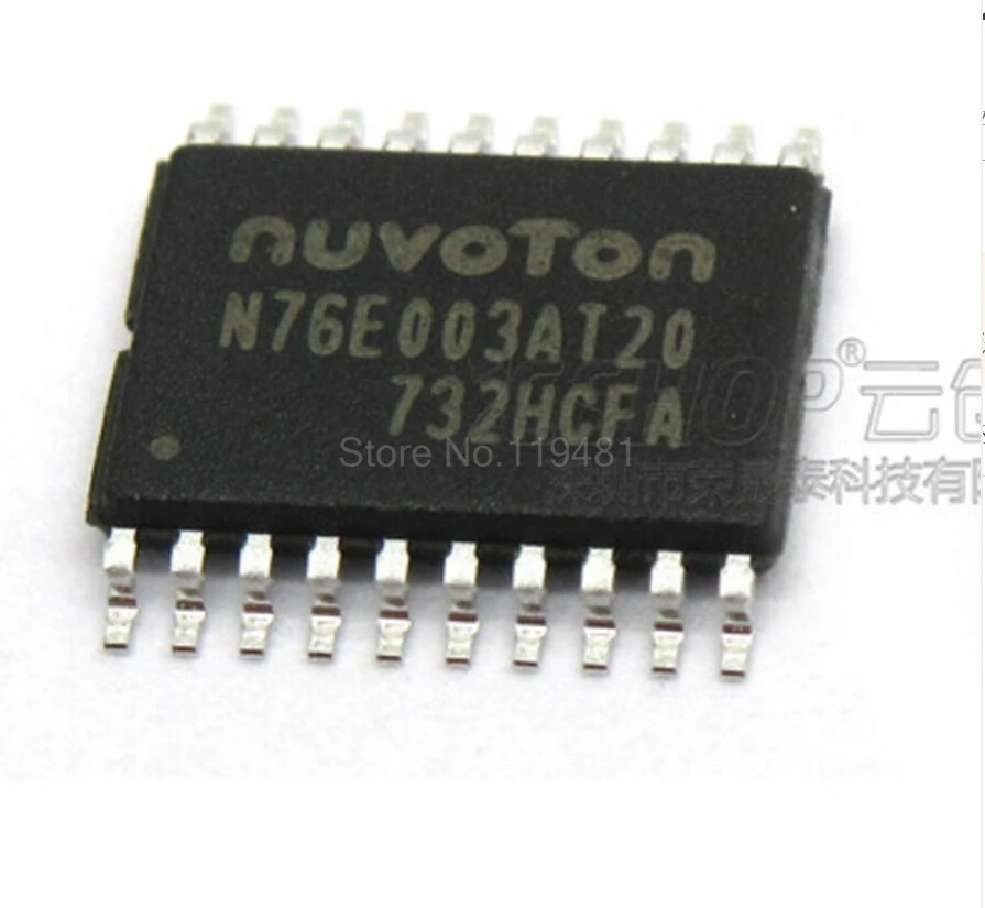 

76E003 TSSOP20 MCU 8-Bit 8051 CISC 18KB Flash 2.5V/3.3V/5V 20-Pin N76E003AT20