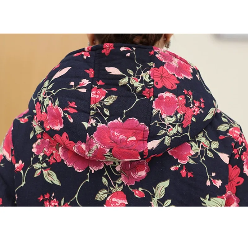 Winter Jacket Women 2018 New Autumn Winter Big Size 6XL Cotton-padded Coat Female Thick Printing Casual Plus Velvet Jacket S125