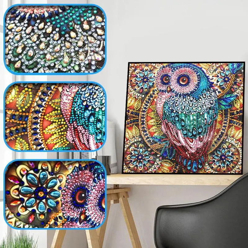 Owl 5D Special Shaped Diamond Painting Embroidery Needlework Rhinestone Crystal Cross Craft Stitch Kit DIY