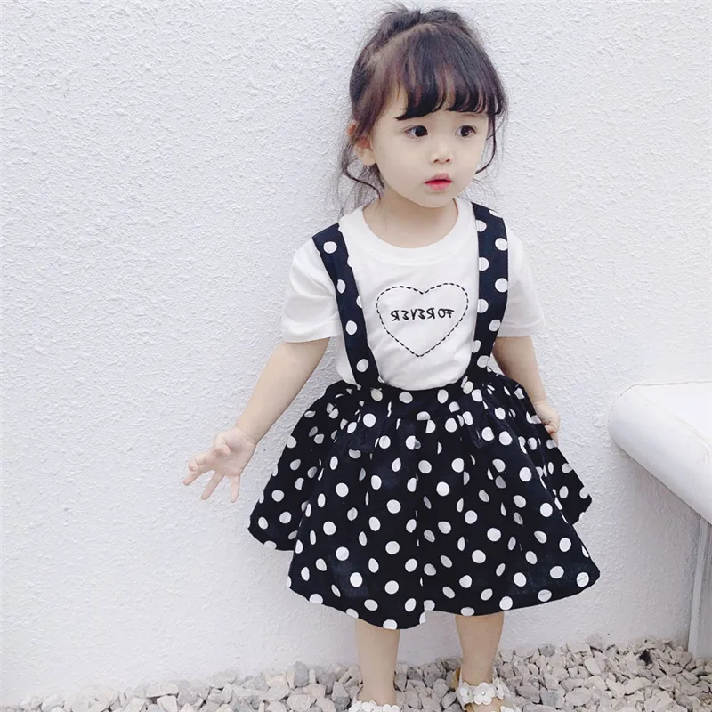 

Cute baby girls summer outfits set kids clothes girl clothing set tshirt +dress 2pieces children tracksuit kids clothing sets
