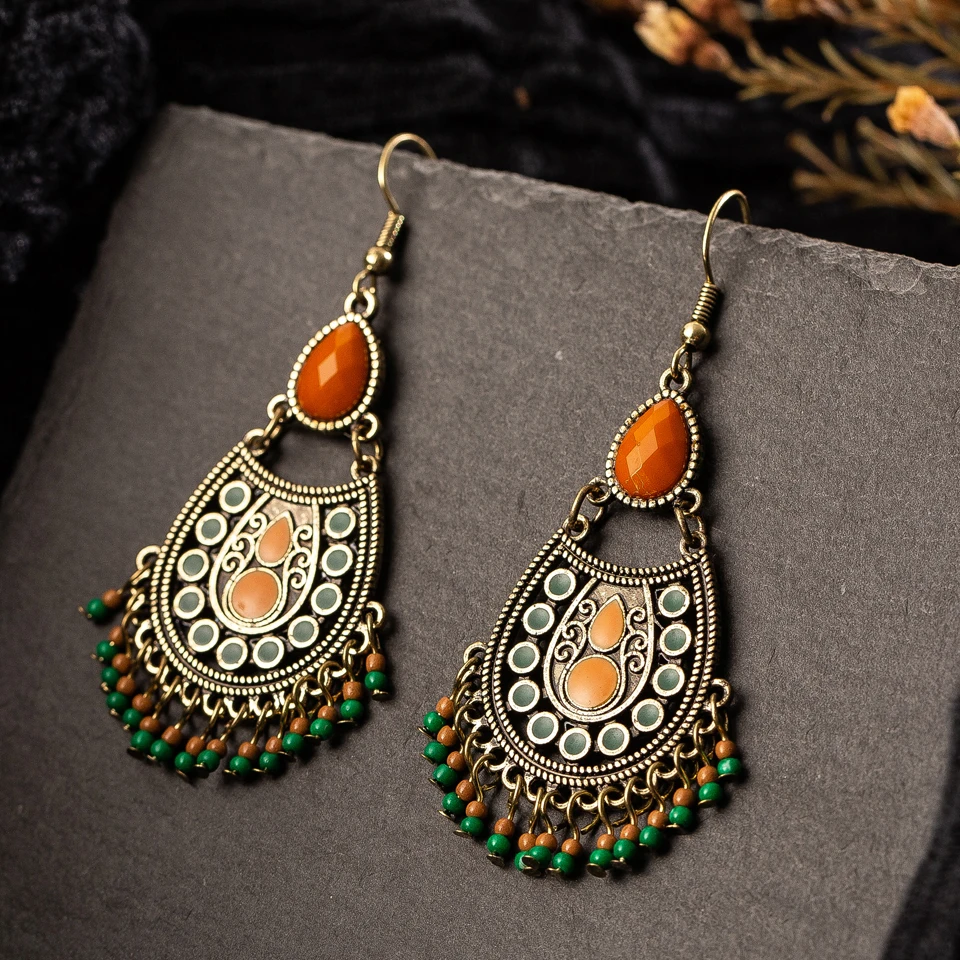Multiple Vintage Ethnic Dangle Drop Earrings for Women Female Anniversary Bridal Party Wedding Jewelry Ornaments Accessories