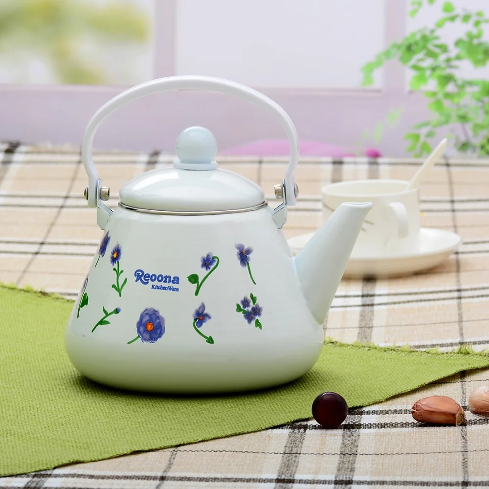

1.3 L Chinese Traditional Pot Flower Enamel Water Kettle Plastic Handle for Home Kitchen Tea Pot