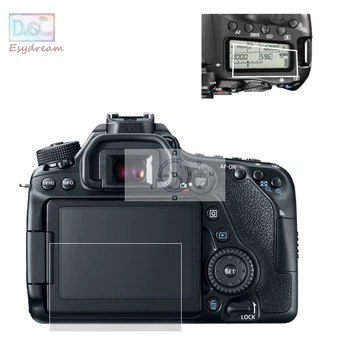 

Self-adhesive Glass LCD Main Screen + Info Film Protector Cover for Canon 70D 80D 90D Camera