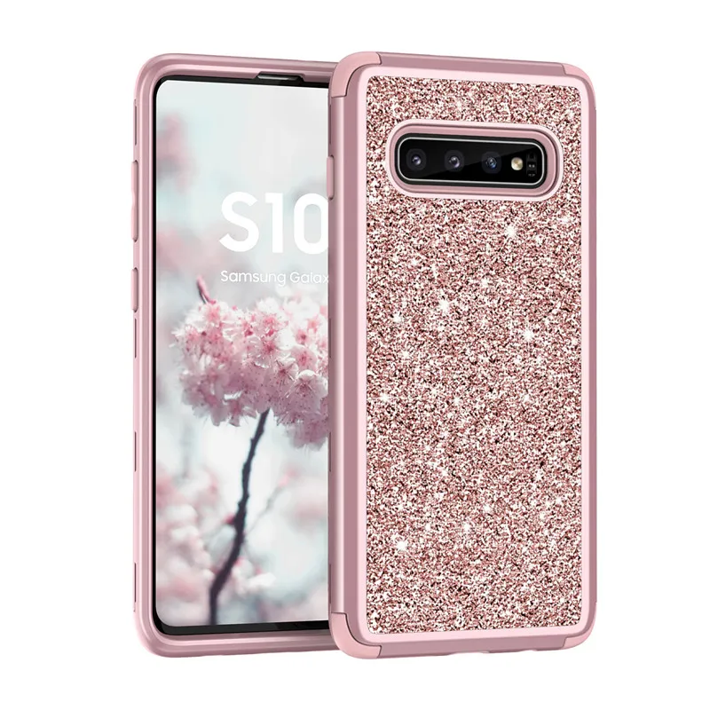 Роскошный блестящий яркий Жесткий чехол со стразами для samsung s9 s10 Plus note9 note8, ударопрочный гибридный защитный чехол на 360 градусов