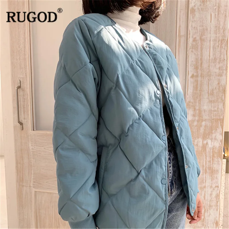 Модное однотонное плотное зимнее пальто RUGOD женская элегантная парка с длинным