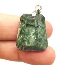 Натуральная Натуральная Зеленая подвеска с серафинитом камень овальной формы 22x19x10 мм для женщин и мужчин хрустальные подарки на удачу ожерелье кулон AAAAA